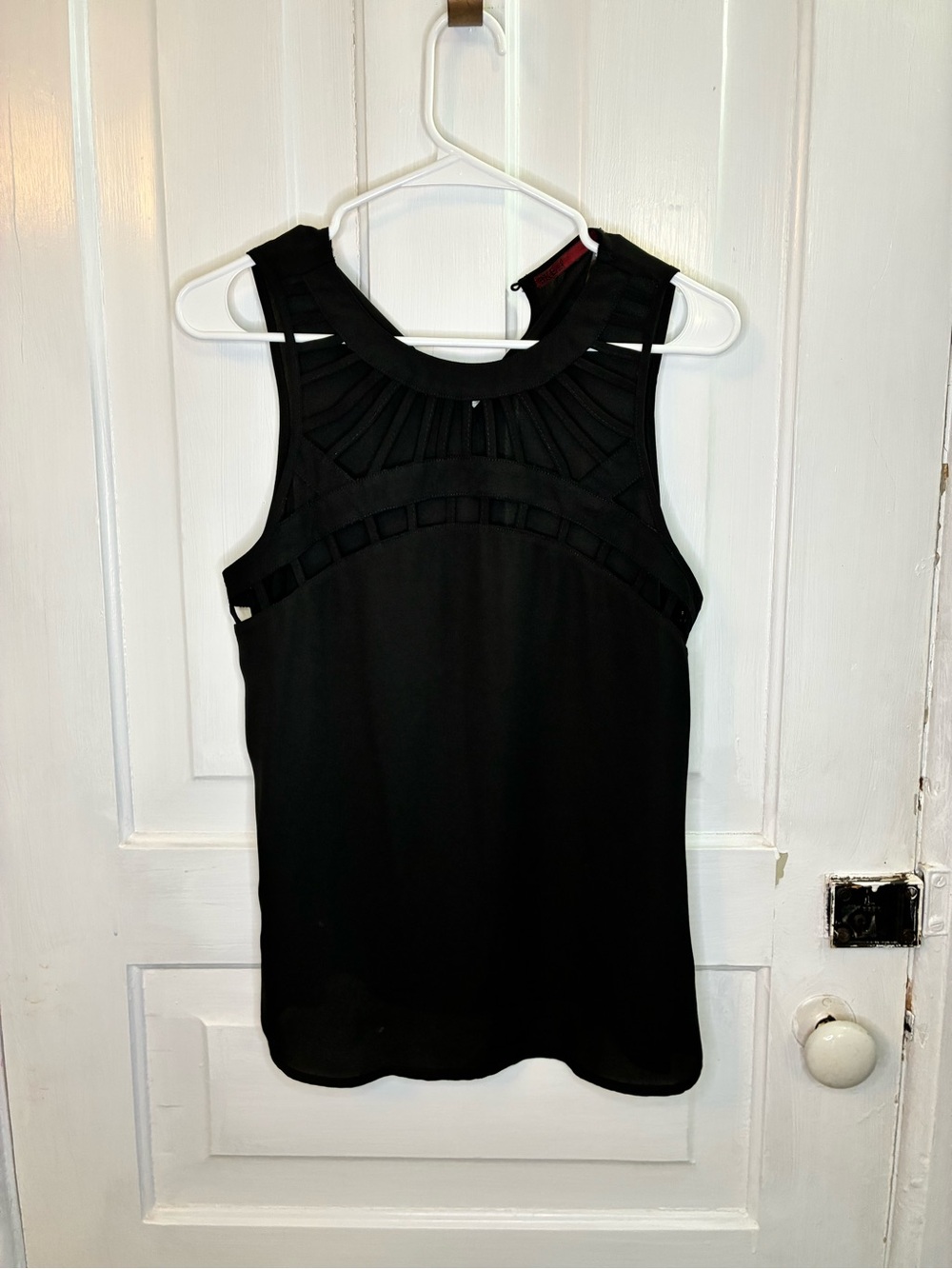 BKE Black Sleeveless Mesh-Inset Camisole